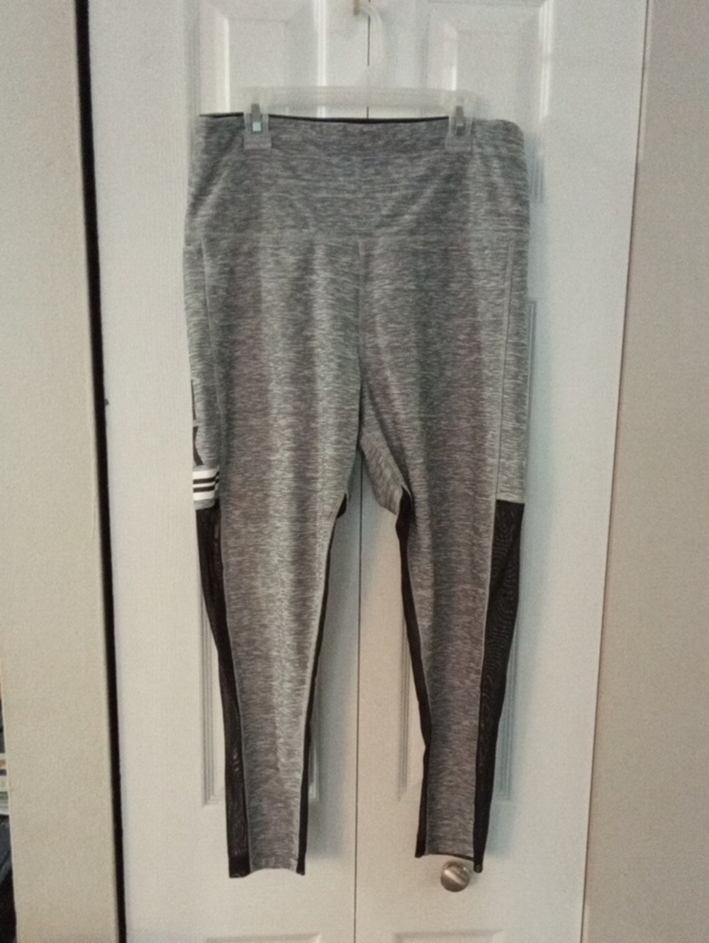 PINK Victoria's Secret Heather Gray Leggings with Black Mesh Panels